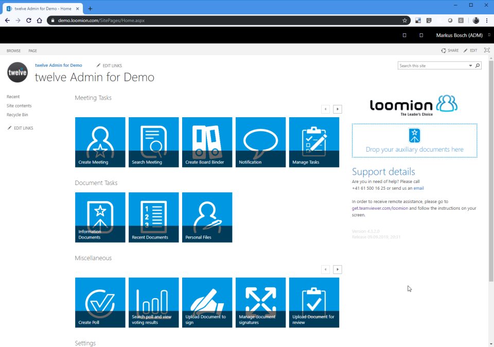 screenshot of Twelve Directors' Portal